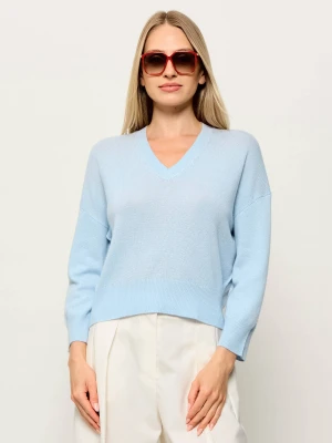 Marella SPORT Wełniany sweter Mlseditore | Relaxed fit | z dodatkiem kaszmiru błękitny