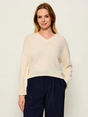 Marella SPORT Wełniany sweter Mlseditore | Relaxed fit | z dodatkiem kaszmiru kremowy