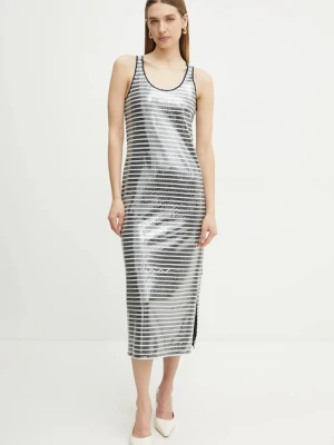 Marella sukienka BEATI kolor srebrny midi prosta 2513621054200
