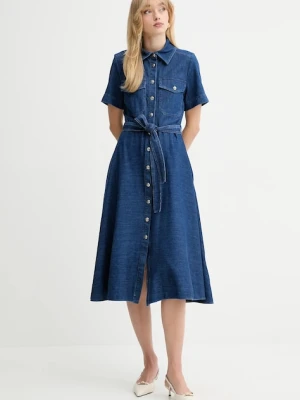 Marella sukienka jeansowa kolor granatowy midi rozkloszowana 2523226024200