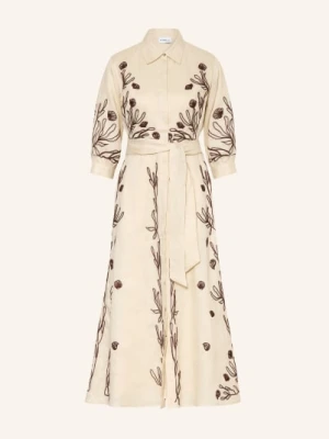 Marella Sukienka Koszulowa Z Lnu Z Rękawami 3/4 beige