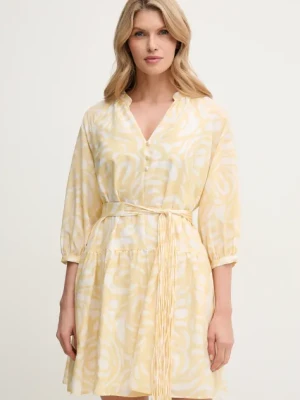 Marella sukienka z domieszką jedwabiu VENAS kolor żółty mini oversize 2513221114200