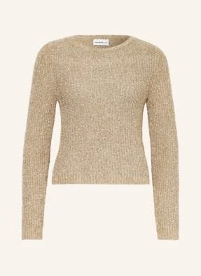Marella Sweter Capo Z Błyszczącą Przędzą beige