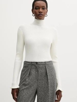 Marella sweter damski kolor beżowy lekki z golfem 2523366092200