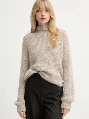Marella sweter damski kolor beżowy z golfem 2523366334200