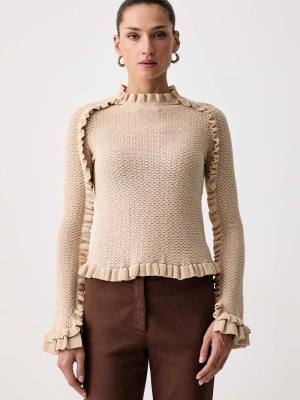 Marella sweter damski z bawełną MLLMULINO beżowy