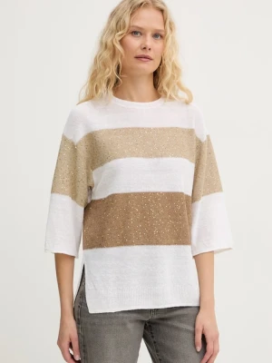 Marella sweter damski z lnem Emme by Marella beżowy