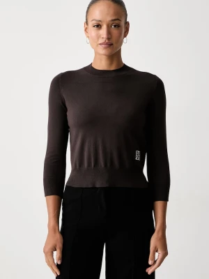 Marella sweter damski z wiskozą Emme by Marella brązowy