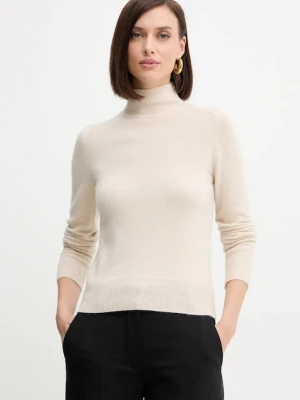 Marella sweter wełniany damski kolor beżowy z półgolfem 2523366254200