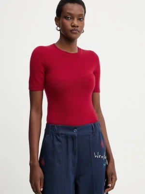 Marella sweter wełniany damski kolor czerwony lekki 2523366424200