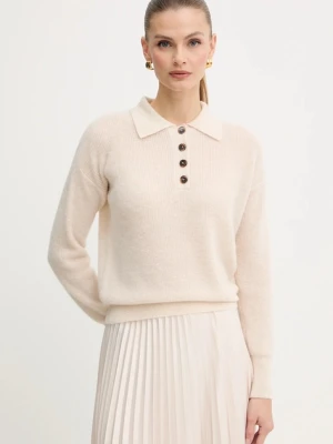 Marella sweter z dodatkiem wełny damski kolor beżowy 2523366374200