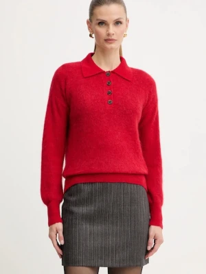 Marella sweter z dodatkiem wełny damski kolor czerwony 2523366374200