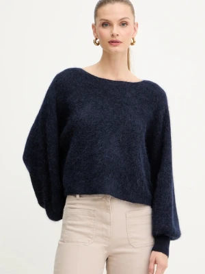 Marella sweter z dodatkiem wełny damski kolor granatowy 2523366384200