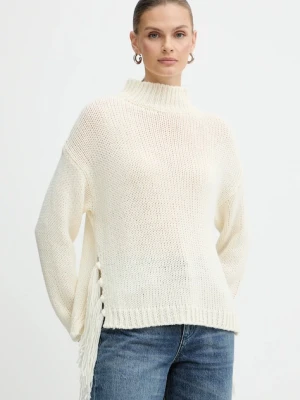 Marella sweter z dodatkiem wełny Emme by Marella damski kolor beżowy ciepły z półgolfem 2525366082200