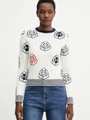 Marella sweter z wełną damski kolor biały 2523366114200