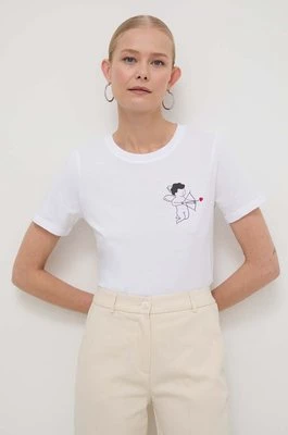 Marella t-shirt bawełniany damski kolor biały 2413971034200