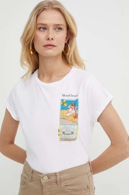 Marella t-shirt bawełniany damski kolor biały 2413971016200