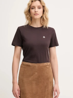 Marella t-shirt bawełniany damski kolor brązowy 2523976084200