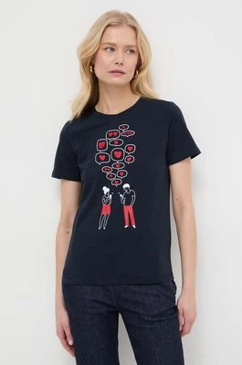 Marella t-shirt bawełniany damski kolor granatowy 2413971034200