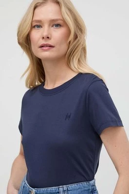 Marella t-shirt bawełniany damski kolor granatowy 2413971015200