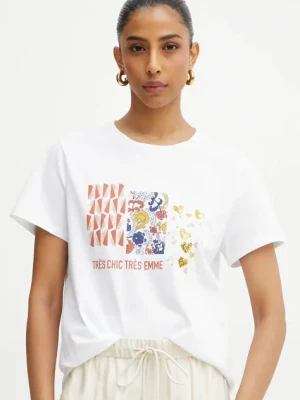 Zdjęcie produktu Marella t-shirt bawełniany Emme by Marella damski kolor biały 2515971071200