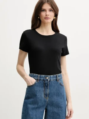 Marella t-shirt bawełniany LANGUE damski kolor czarny 2513971025200