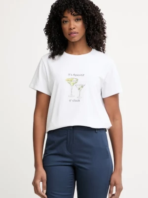 Marella T-shirt damski bawełniany z elastanem Emme by biały
