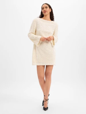 Marie Lund Cekinowa sukienka damska Kobiety biały jednolity,