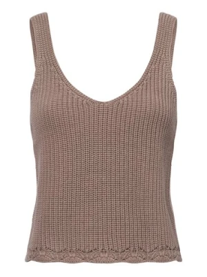 Marie Lund Collection Damski top na szydełku Kobiety Bawełna brązowy wypukły wzór tkaniny,