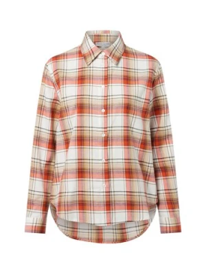 Marie Lund Damska bluzka koszulowa Kobiety Bawełna biały|pomarańczowy|beżowy w kratkę,