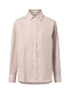 Marie Lund Damska bluzka koszulowa Kobiety Sztuczne włókno brązowy|biały w paski,