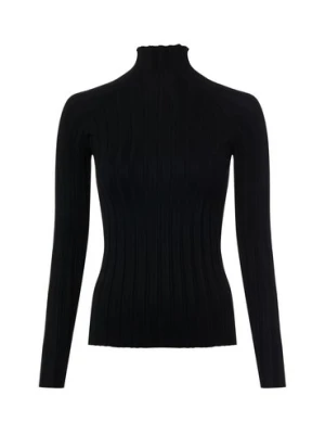 Marie Lund Damska dzianinowa koszulka z długim rękawem Kobiety czarny wypukły wzór tkaniny,