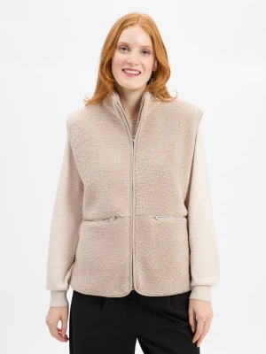 Marie Lund Damska kamizelka z pluszowym futerkiem Kobiety beżowy jednolity,