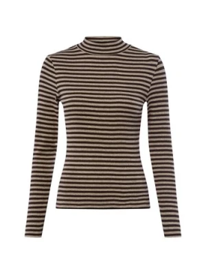 Marie Lund Damska koszulka z długim rękawem Kobiety Bawełna brązowy w paski,