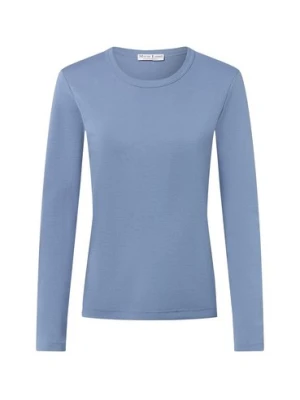 Marie Lund Damska koszulka z długim rękawem Kobiety Bawełna niebieski jednolity,