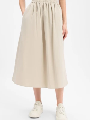 Marie Lund Damska spódnica midi Kobiety Bawełna beżowy,