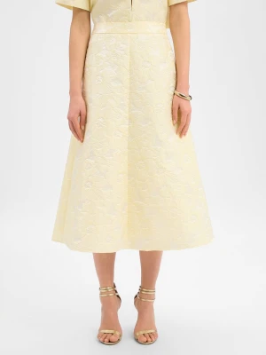 Marie Lund Damska spódnica midi Kobiety żółty wypukły wzór tkaniny,