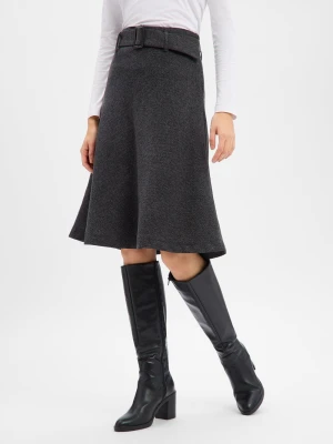 Marie Lund Damska spódnica midi z wełną Kobiety Sztuczne włókno szary marmurkowy,