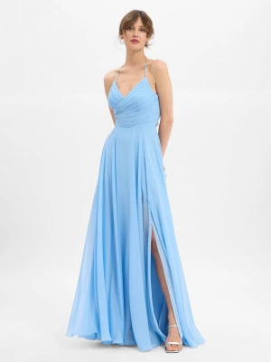 Marie Lund Damska sukienka wieczorowa Kobiety niebieski jednolity,