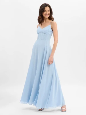 Marie Lund Damska sukienka wieczorowa Kobiety Szyfon niebieski jednolity,