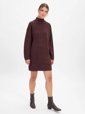 Marie Lund Damska sukienka z dzianiny Kobiety Sztuczne włókno brązowy jednolity,