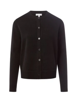 Marie Lund Damski kardigan z wełny merynosów Kobiety drobna dzianina czarny jednolity,