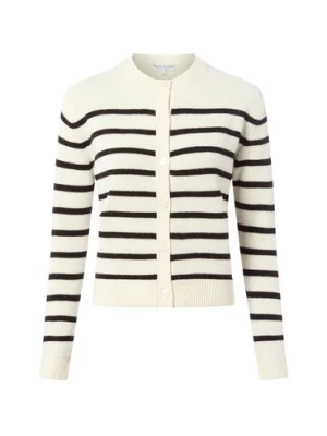 Marie Lund Damski kardigan z wełny merynosów Kobiety Wełna merino biały|czarny w paski,