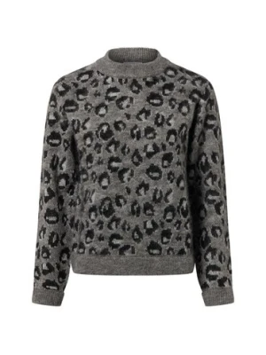 Marie Lund Damski sweter z dzianiny z wełną i moherem Kobiety Wełna szary|czarny wzorzysty,