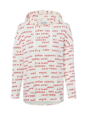 Marie Lund Damski sweter z kapturem Kobiety Bawełna (100%) czerwony|biały nadruk,