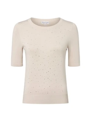 Marie Lund Damski sweter z krótkim rękawem Kobiety drobna dzianina beżowy jednolity,