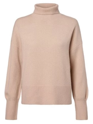 Marie Lund Damski sweter z wełny merino Kobiety drobna dzianina różowy jednolity,