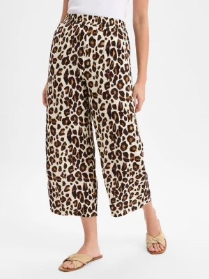 Marie Lund Damskie letnie spodnie typu culottes Kobiety wiskoza brązowy wzorzysty,