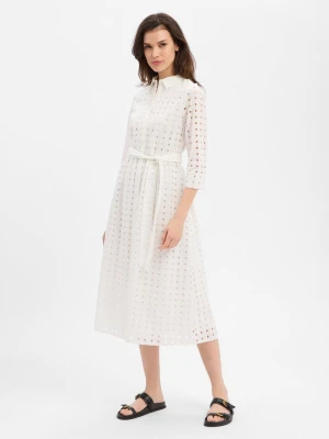 Marie Lund Letnia sukienka damska Kobiety Bawełna (100%) biały jednolity,