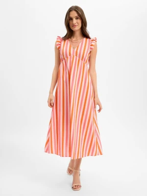Marie Lund Letnia sukienka Kobiety Bawełna (100%) pomarańczowy|czerwony,